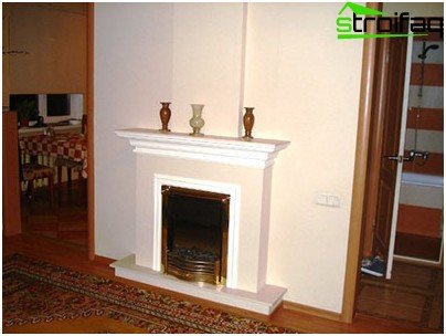 La construcción de una chimenea hecha de placas de yeso con sus ...