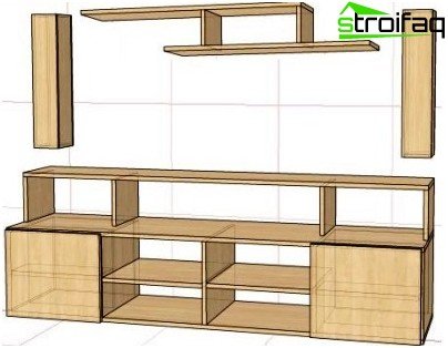 Hemgjorda möbler för platsen för alla komponenter i en hemmabio