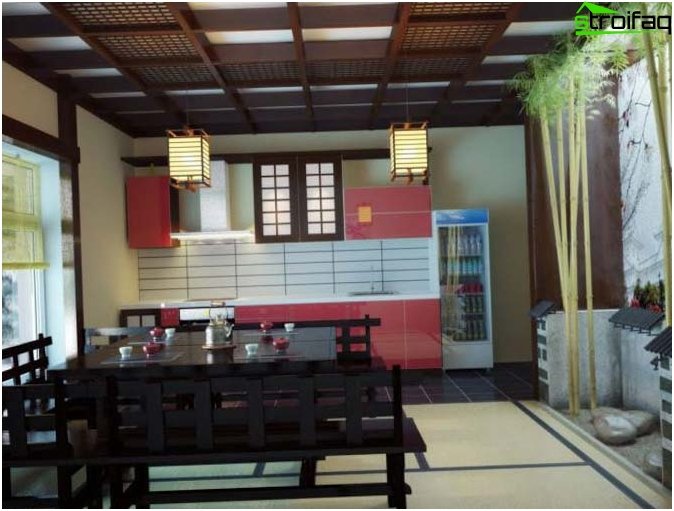 Baggrund til køkkenet et foto design, hvad du skal vælge tapet Japansk stue