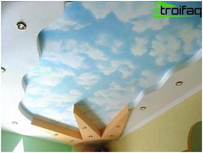 الديكور على سقف الحوائط الجافة في غرفة الأطفال