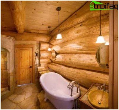 bagno in una casa di legno