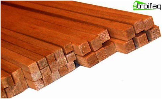 Размерът на дървените пръти за шкафа от 60 до 40 мм