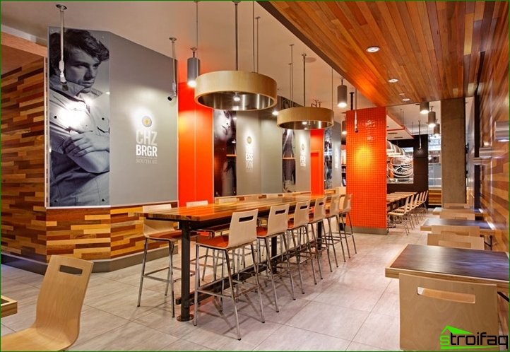 Como decorar o interior de um café de fast food