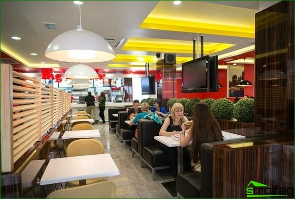 How to decorate the interior of a fast food cafe