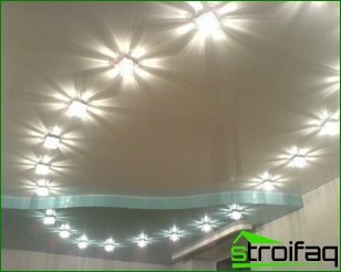Luminaires in a stretch ceiling