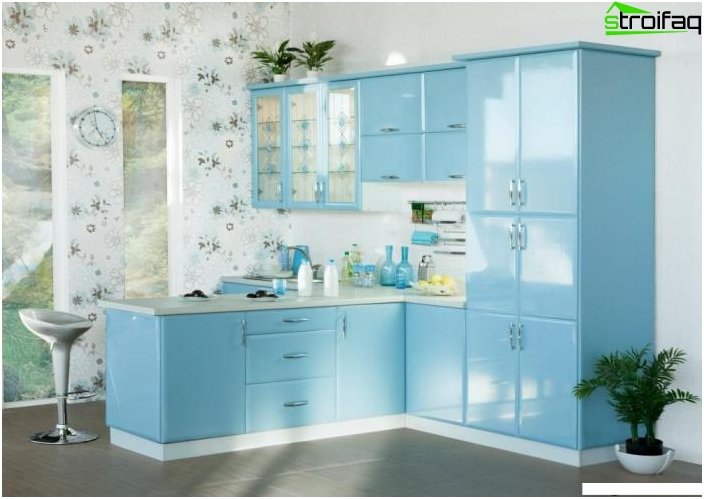 Corner kitchen blue