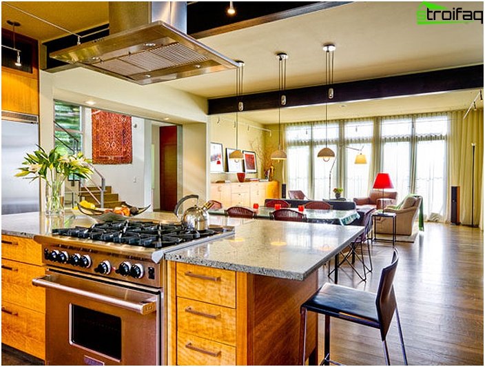 Combined kitchen with living room 2