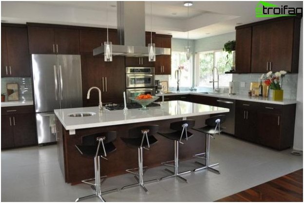 Foto af design af køkken-stuen