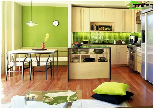 Tiles in the interior of the kitchen (laying 