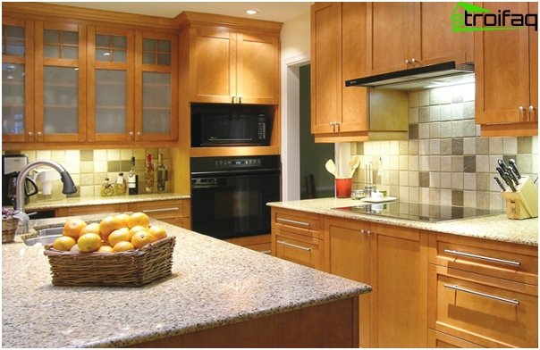 Tiles in the interior of the kitchen (laying 