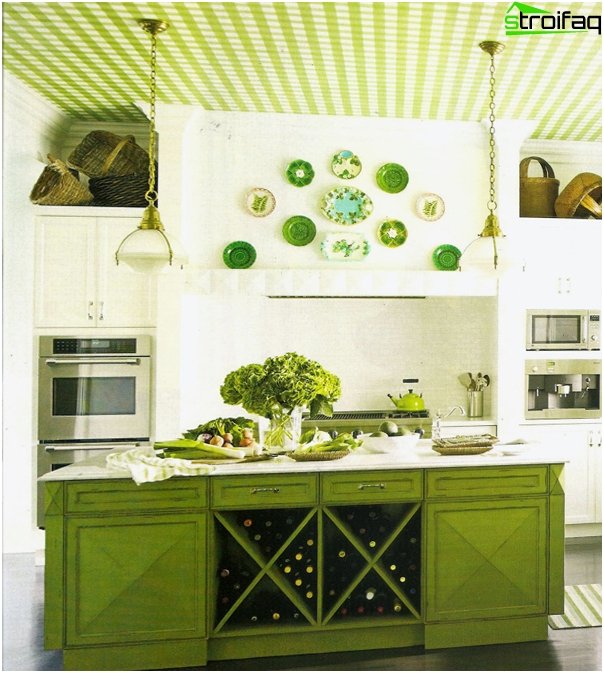 Furniture for kitchen in green tones-2