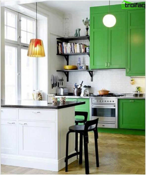 Furniture for kitchen in green tones - 5