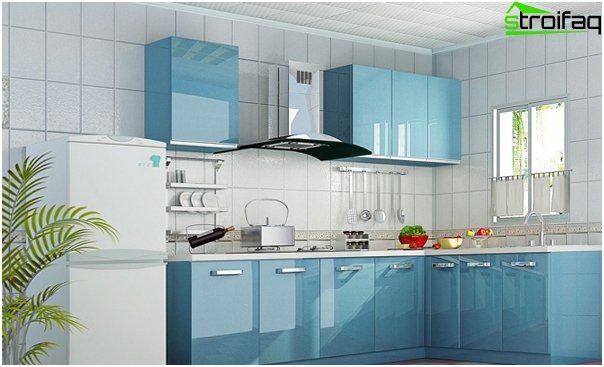 Furniture for kitchen in blue tones-3