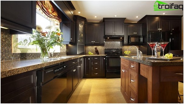 Furniture for the kitchen in dark colors - 1