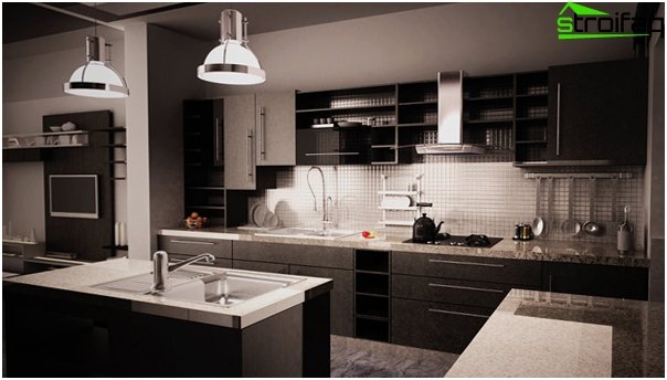 Furniture for the kitchen in dark colors-2