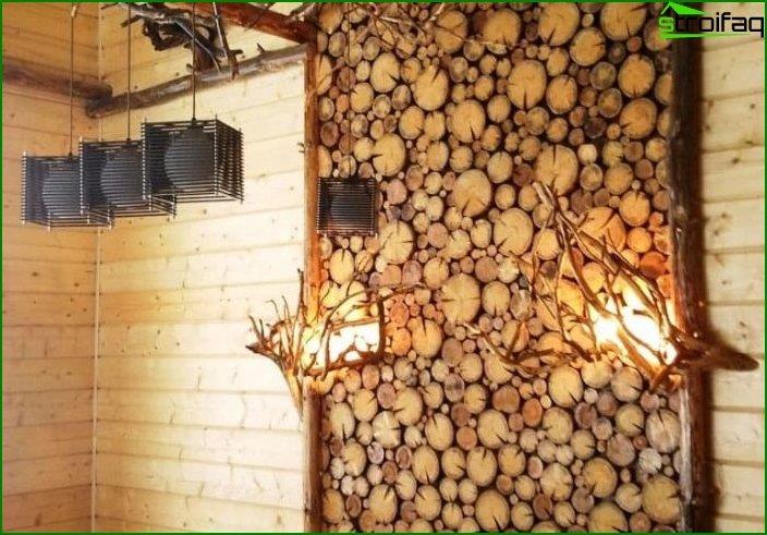 Нарязан дървен материал в интериора 6