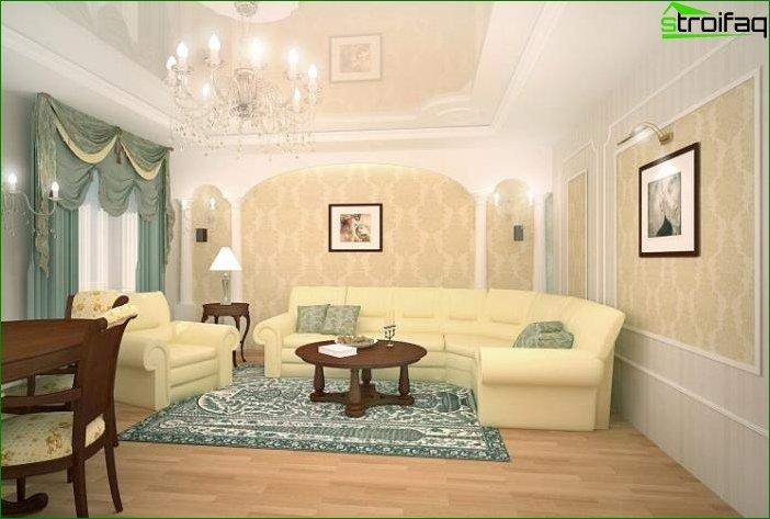 تصميم غرفة المعيشة النمط الكلاسيكي