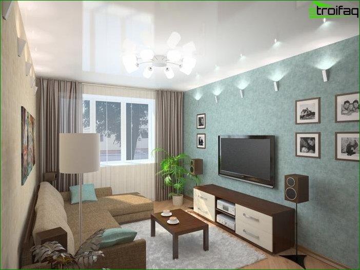 Living room design 16 sq. m