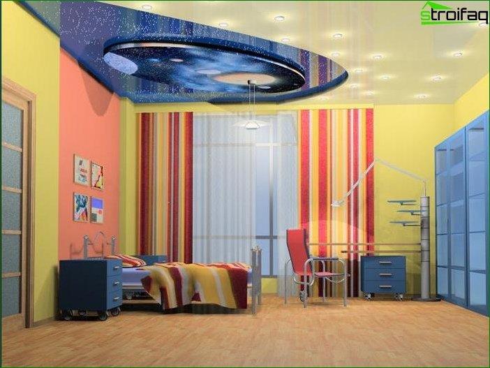 Dizajn stropa od suhozida u dječjoj spavaćoj sobi