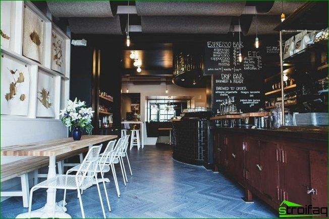 Stile loft nel design della caffetteria