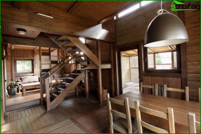 Interior of a wooden house