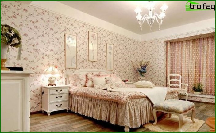 Bedroom decoration with one type of wallpaper 1