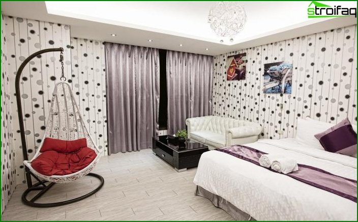 Bedroom decoration with one type of wallpaper 2