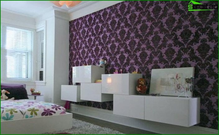 Bedroom decoration with one type of wallpaper 8