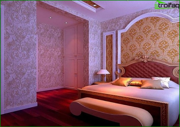 The combination of 2 types of wallpaper in the interior of the bedroom 2