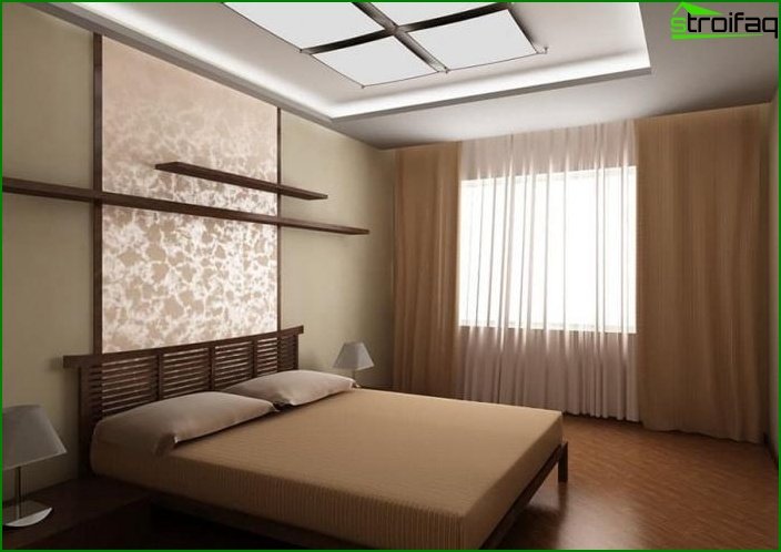 The combination of 2 types of wallpaper in the interior of the bedroom 6