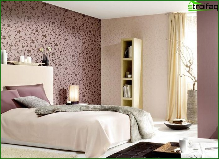 3 types of wallpaper in the interior of the bedroom 1