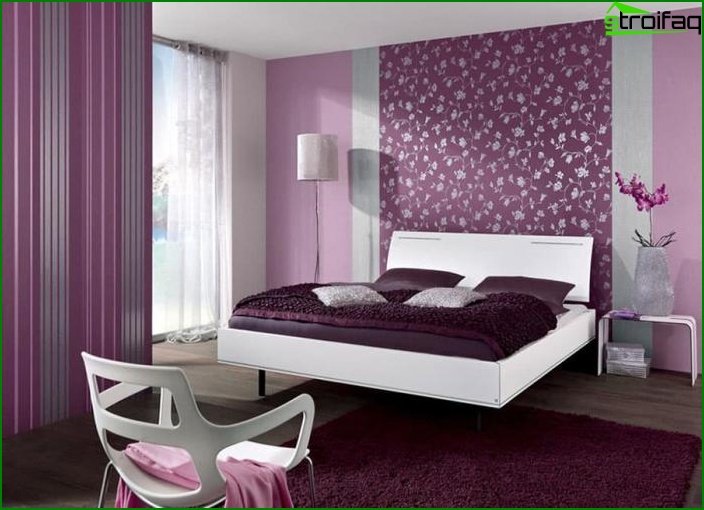 3 types of wallpaper in the interior of the bedroom 2