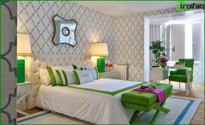 Wallpaper with geometric print in the bedroom 1