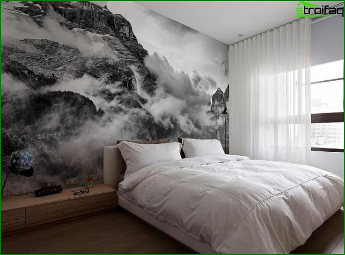 Wall mural in bedroom interior 1