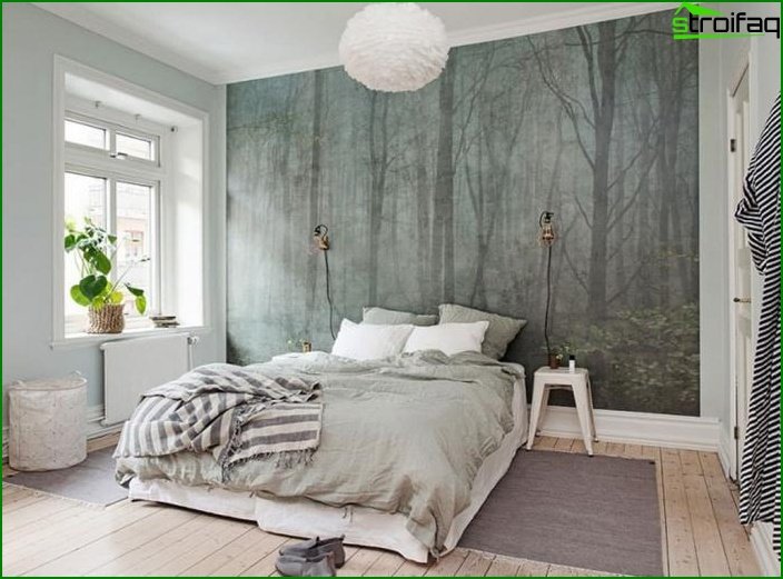 Wall mural in bedroom interior 2