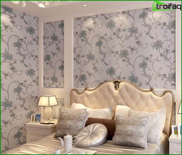 Non-woven wallpaper in the bedroom - 1