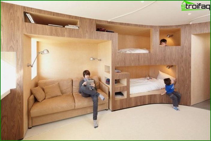 design of a studio apartment for a family with a child 1