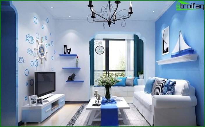 Skygge af luftblå i stue-design 1