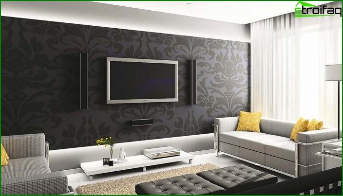 Two-tone wallpaper in the interior 4