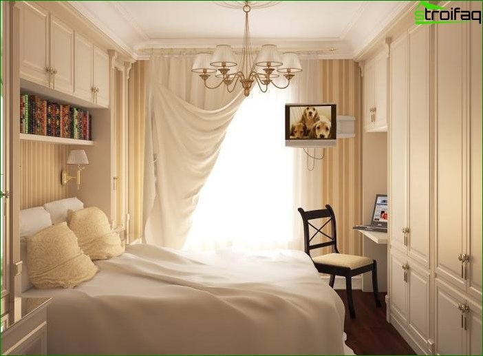 Design af et soveværelse i Khrushchev - foto 3