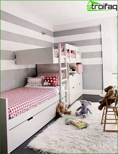 ? Design of a large nursery 18 sq.m 1