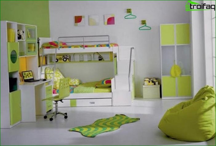 ? Design of a large nursery 18 sq.m 10