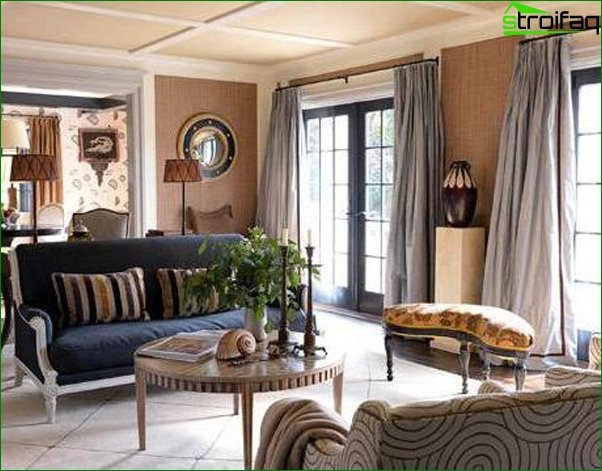 Foto záclony v obývacím pokoji ve stylu provence
