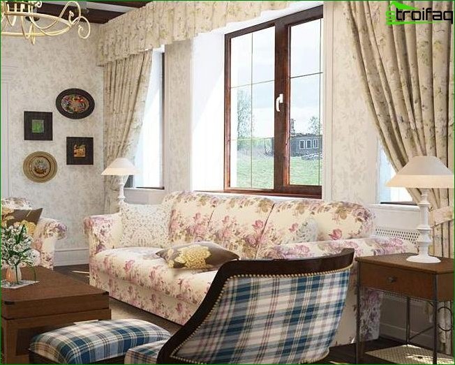 Foto záclony v obývacím pokoji ve stylu provence