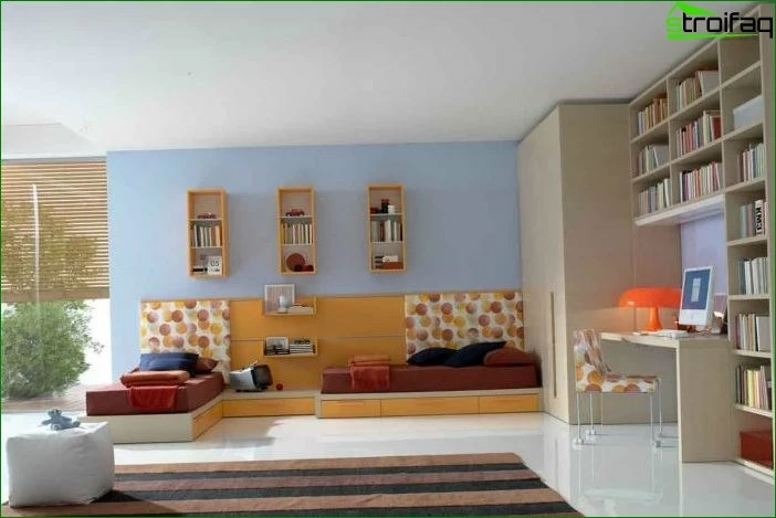 Zoning in a children's bedroom for two children