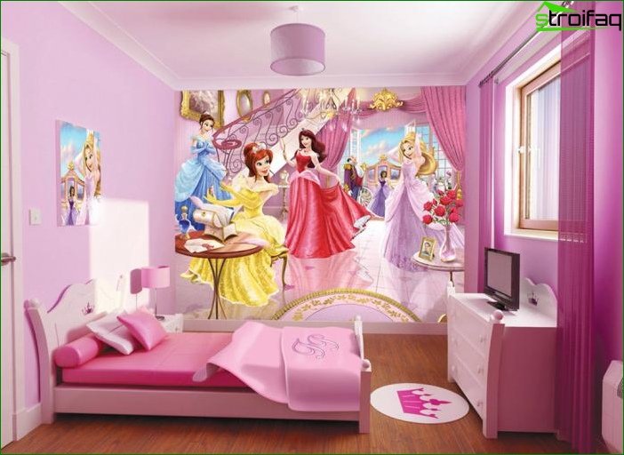 Fotografie designu dětského pokoje pro dívku