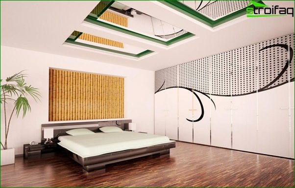 Trends 2017 in the design of the bedroom (ceiling) - 1