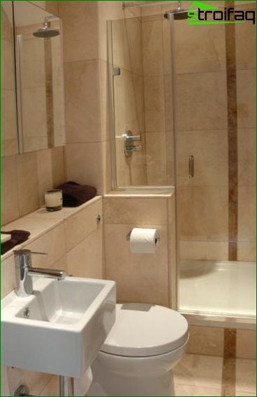 Beige design of a small bathroom