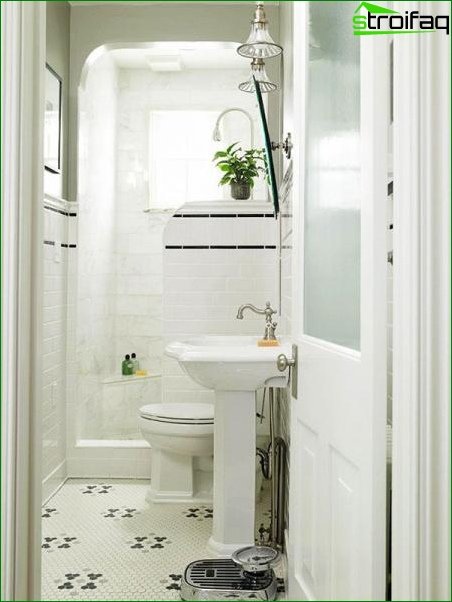 White bathroom design with toilet