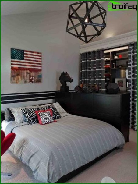 Dormitor pentru un băiat în stilul minimalismului